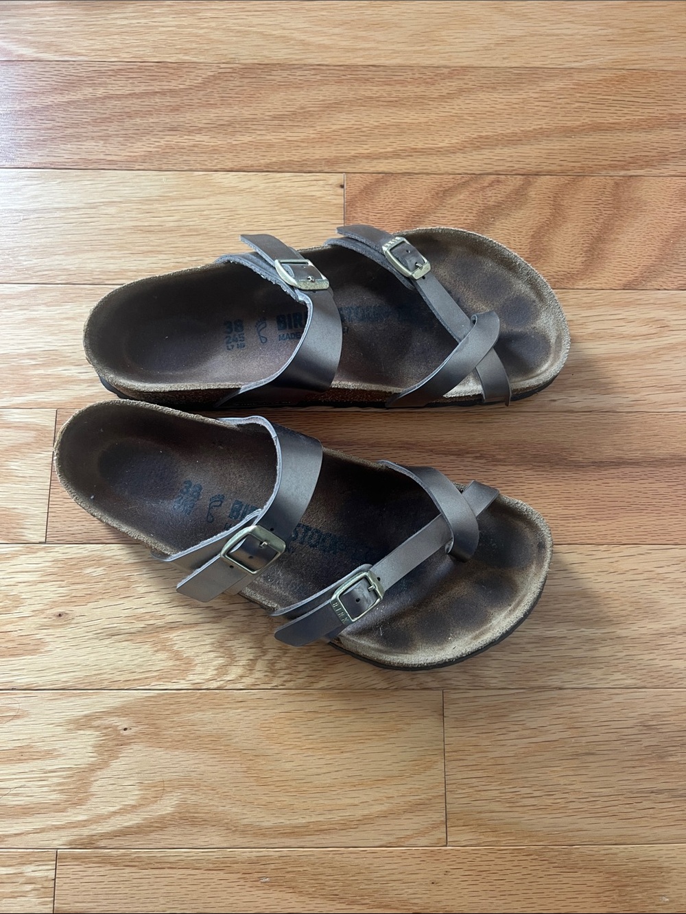 Birkenstock Mayari double strap gold sandals